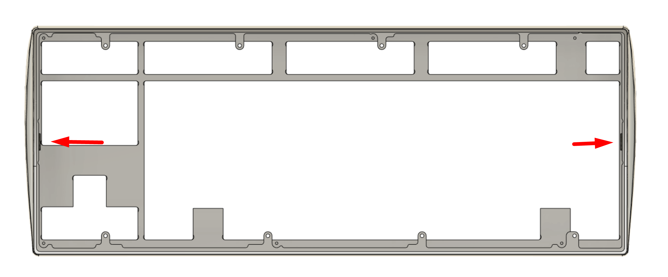 Side vertical gasket locations top-down