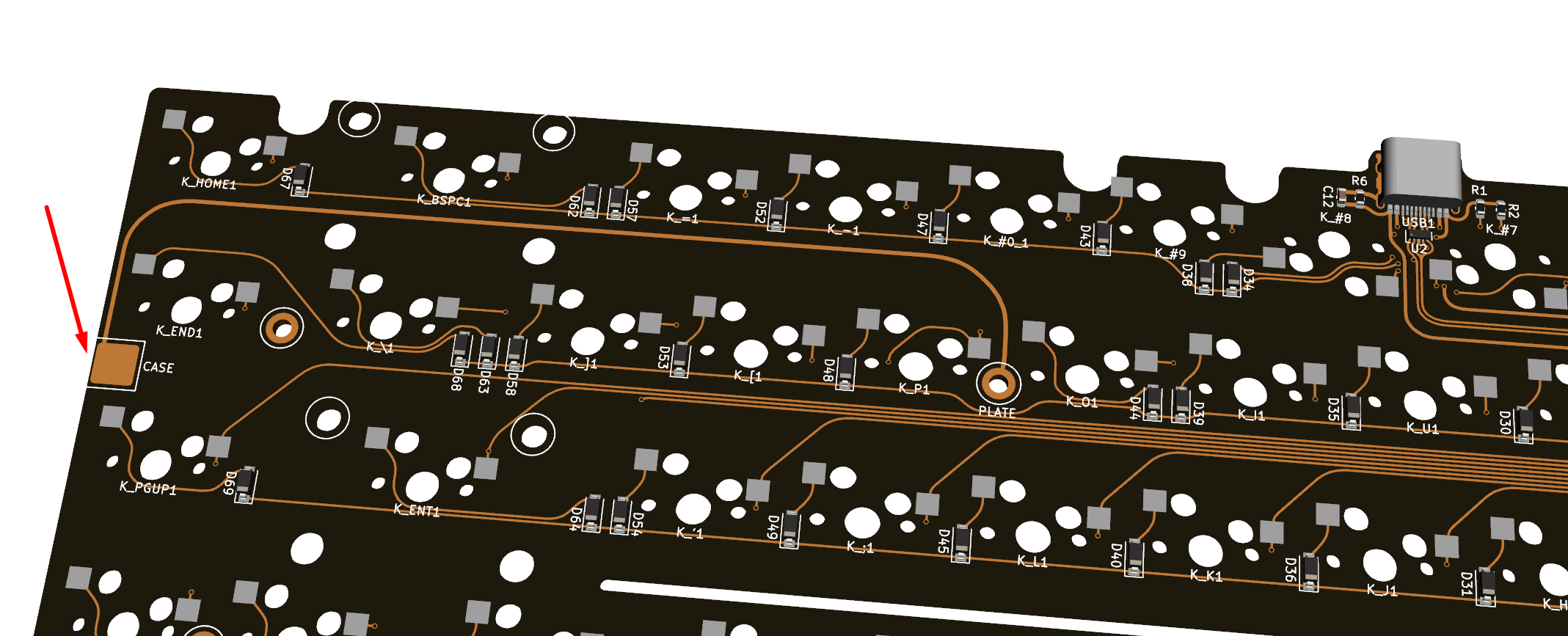 Conductive foam position